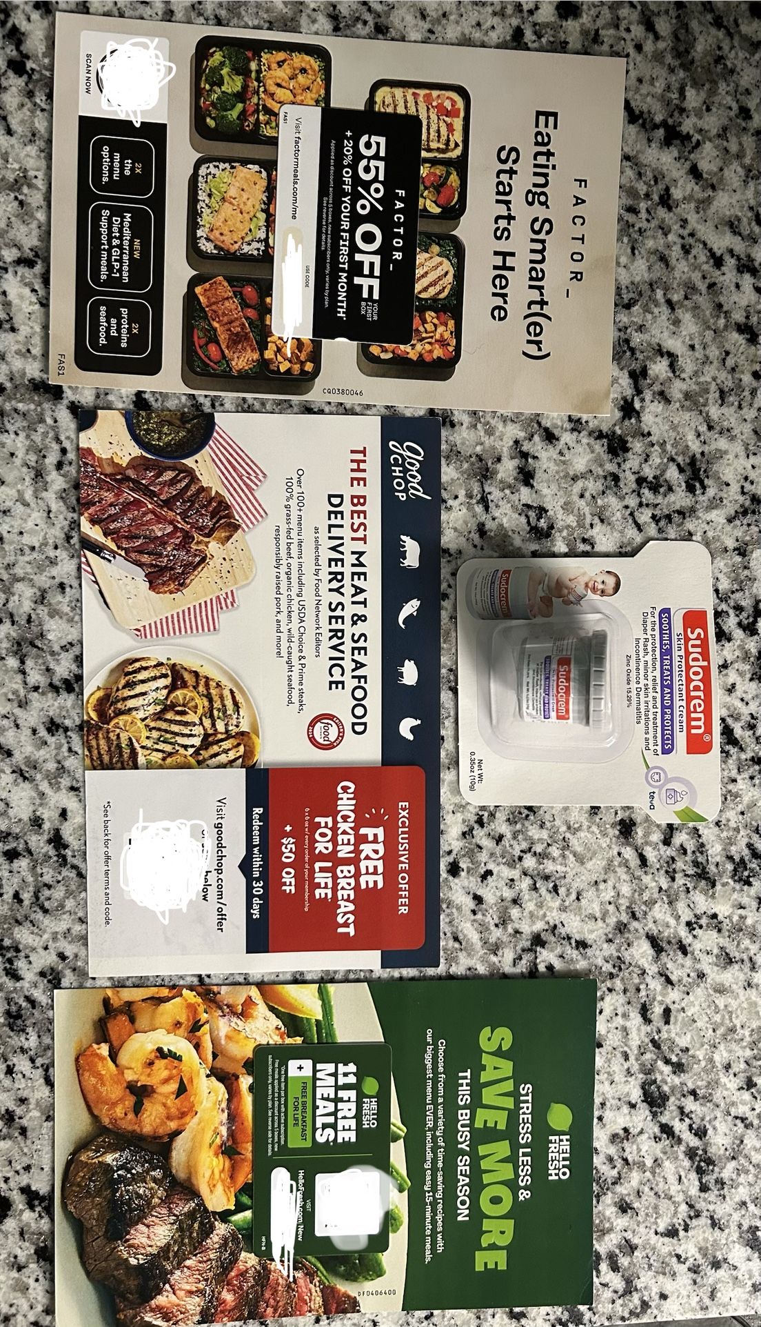 Factor, Hello Fresh, Good Chop, Sudocrem