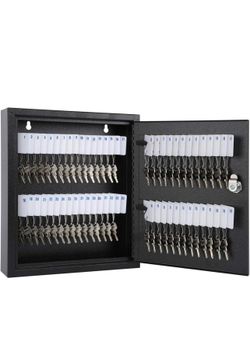 KYODOLED Key Storage Lock Box with Key, Locking Key Cabinet, 60 Key Management Wall Mount with Key Lock, Key Hooks & Key Labels, 2.5" D × 10.2" W × 12
