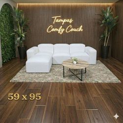 🛋️Comfy White Modular Sofa w/ Ottoman (Delivery Available!! )