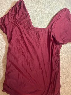 Red thin material shirt up to waist short sleeves