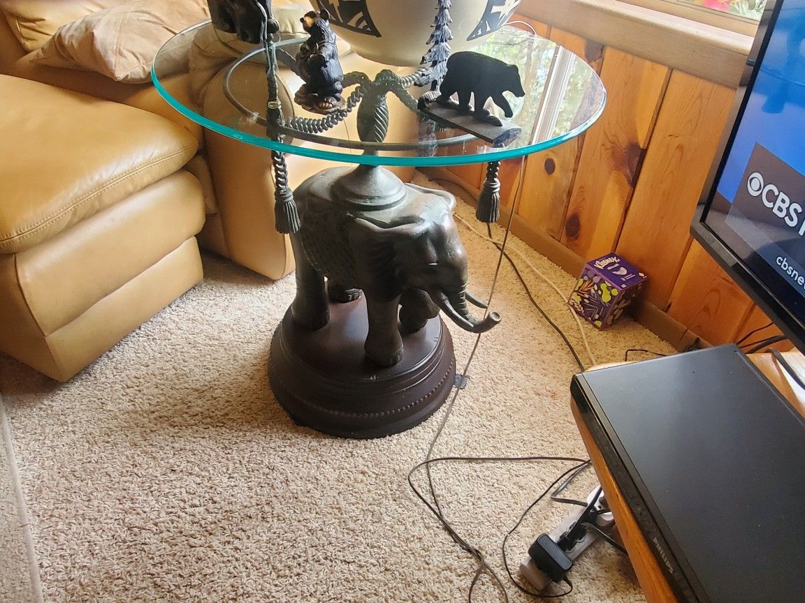 Elephant and table with lamp