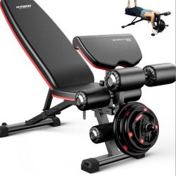 Weight Bench - Adjustable Workout Bench Press for Home Gym with Leg Extension and Preacher Pad