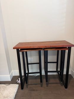 Counter-height Breakfast Bar Set: Wood Top