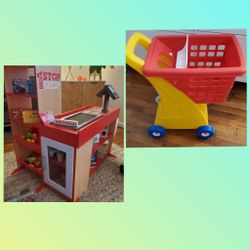 Grocery Store And Shopping Cart 