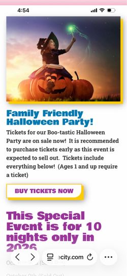 Boo-tastic halloween party adventure city (two tickets)