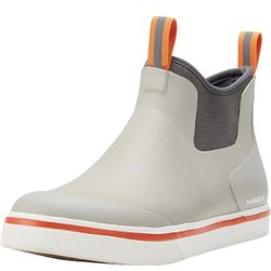 HISEA Men's Deck Rain Boots Saltwater Fishing Booties Waterproof Ankle Rain Boots with High Traction