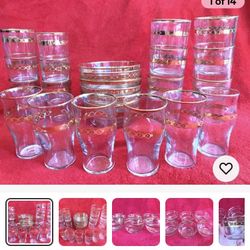 Lot 24 CLEAR GOLD BAND RIM SMALL JUICE GLASS CEREAL BOWL SET of 6 ** See HUGE Collection Of RARE & VINTAGE Items Here ...