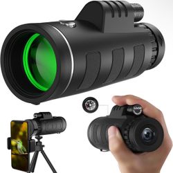 40x60 High Definition Monocular Telescope with Smartphone Adapter, BAK4 Prism FMC Monocular