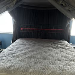 King Bed W/ LEDs, Mattress, And Canopy
