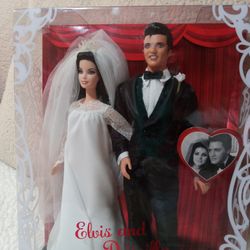 BARBIE. ELIVS & PRISCILLA Wedding Day DOLLS.  2008 mattel.   Both Dolls  