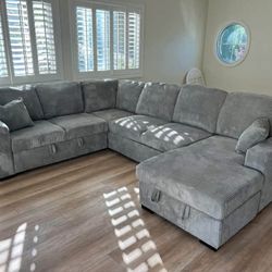New X-Large Sleeper Sectional Couch With Storages And  USB : Free Delivery  