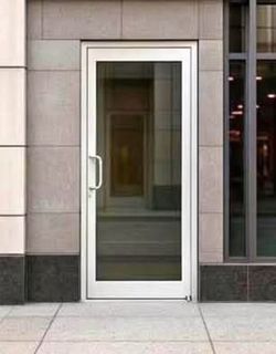 New Open Box Silver Aluminum Prehung Teza Commercial Store Door 36 in. x 84 in. Right-Hand/Outswing