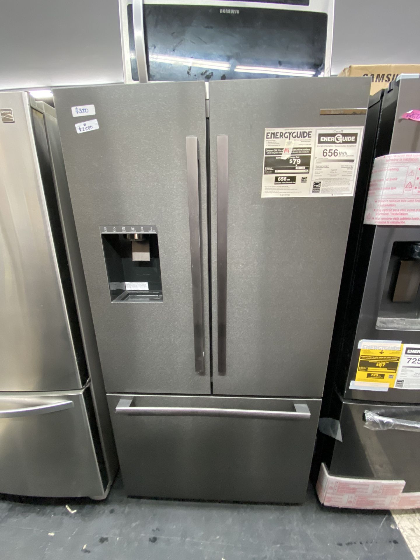 New Bosch Black Stainless French Door Refrigerator 500 Series