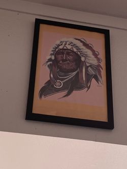 Framed Native American chief picture