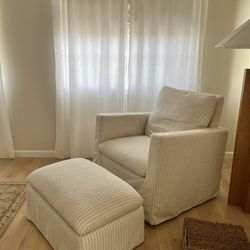 Ever Slipcovered Glider and Ottoman, Crate & Barrel