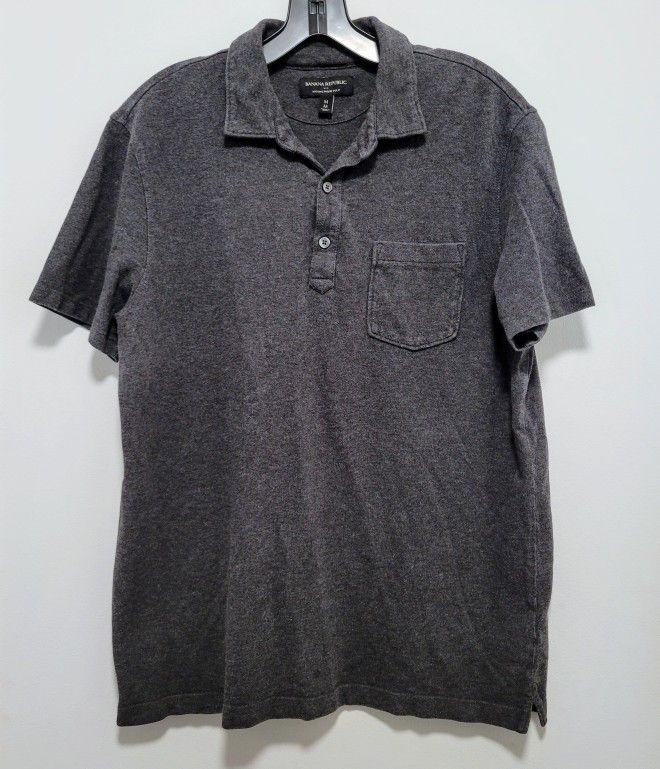 Banana Republic Wicking Pique Polo Dark Charcoal Short Sleeve Pocket Mens M
