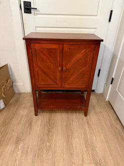 Wood Cabinet with Double Doors and Shelf