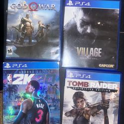 PS4 Games God Of War, Village Resident Evil, 2k20 Legend Edition, Tomb Raider Definitive Edition 