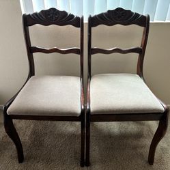 Set Of 2 Antique Mahogany Rose Back Duncan Phyfe Style Ladder Back Chair