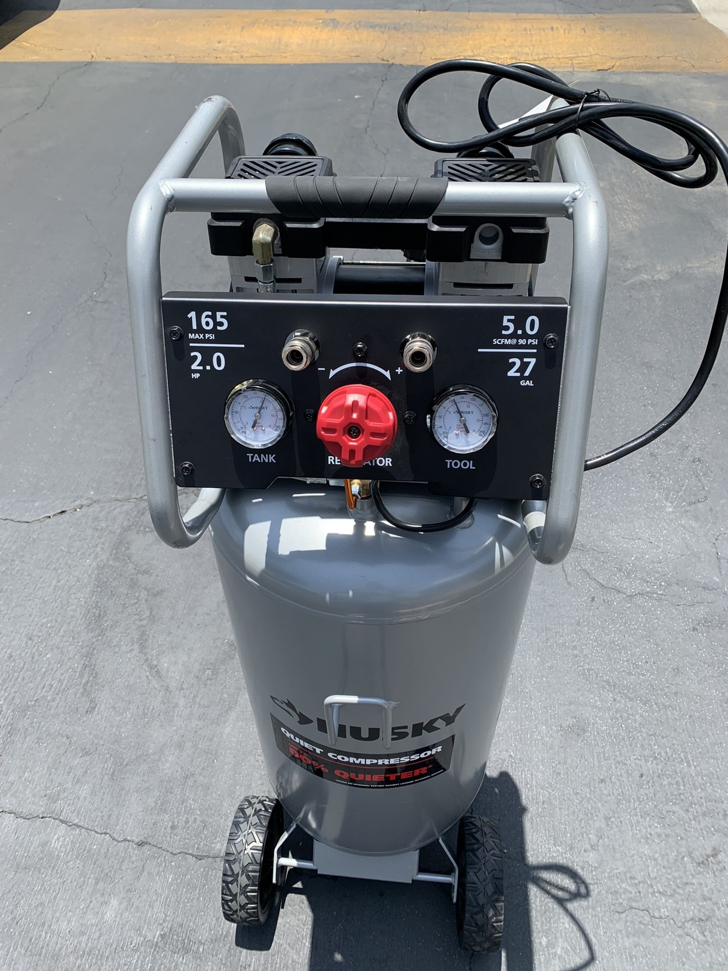 HUSKY AIR COMPRESSOR 27GAL. UP TO 80% QUIETER