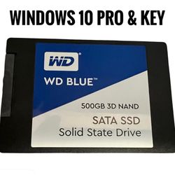 New! Solid State 500GB Drive W/Windows 10 Pro & Key 