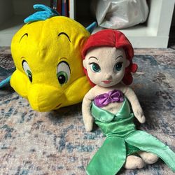 Disney Ariel and Flounder Stuffed Toys 