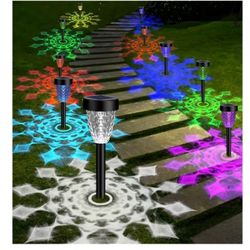 Solar Pathway Lights Outdoor, 10 Pack Color Changing + Cool White, IP65 Waterproof Up to 12 Hrs Auto On/Off, Outdoor Solar Lights for Yard Lawn Walkwa