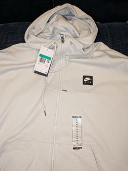 Nike Air Full Zip Fleece Hoodie, HJ0636-009, Photon Dust, Gray, Royal, Sz XL