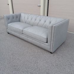 Brand New Gray Leather Sofa - Free Same Day Delivery!