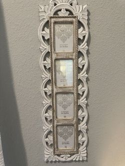 Vertical 4-Opening Photo Collage Frame — Distressed White