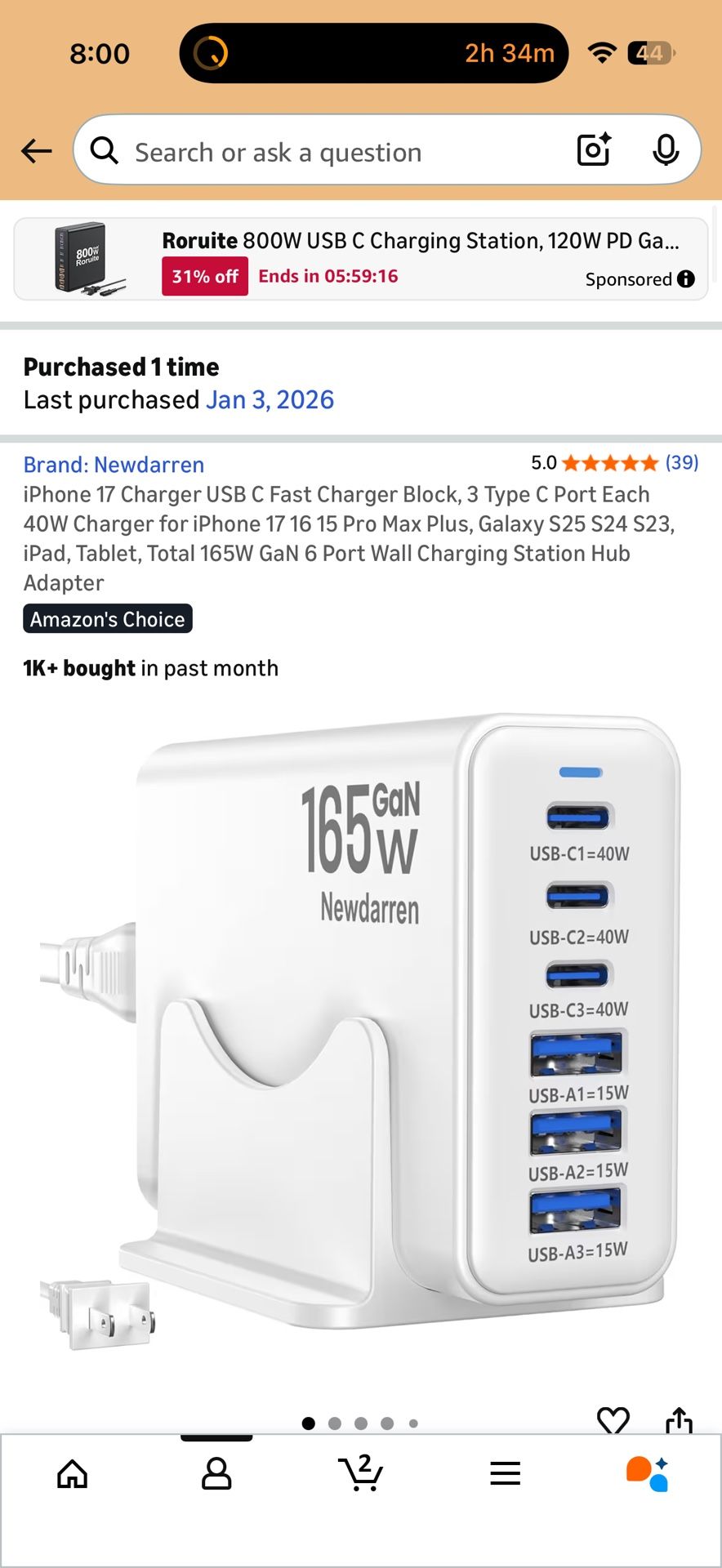 iPhone 17 Charger USB C Fast Charger Block, 3 Type C Port Each 40W Charger for iPhone 17 16 15 Pro Max Plus, Galaxy S25 S24 S23, iPad, Tablet, Total 1