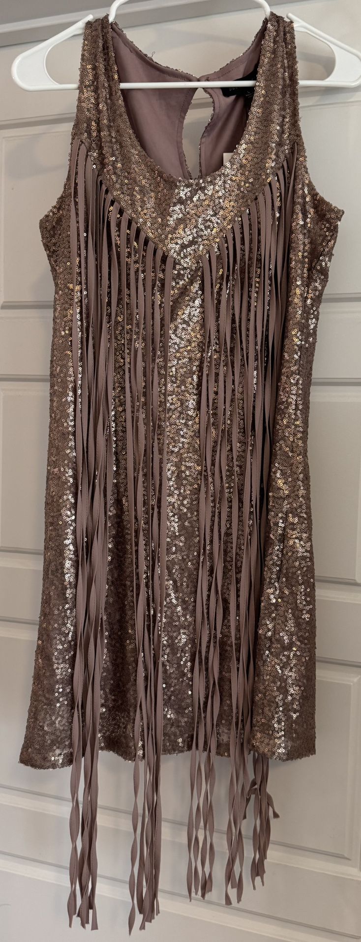 Women’s Dance & Marvel Sequin Fringe Dress Size L Rose Gold