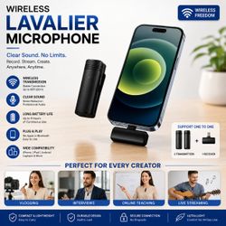 Wireless Lavalier Microphone for Phone – Clip-On Mic – New