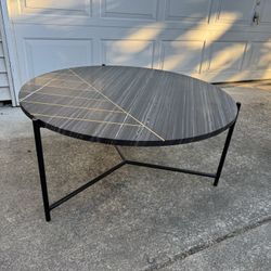 Dark Inday Round Stone Top Coffee Table