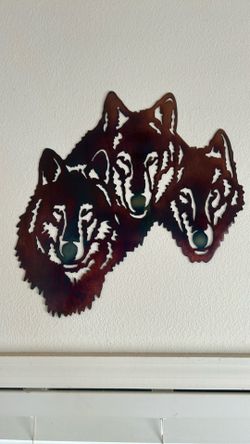 3 Wolves Plasma Cut Metal Art