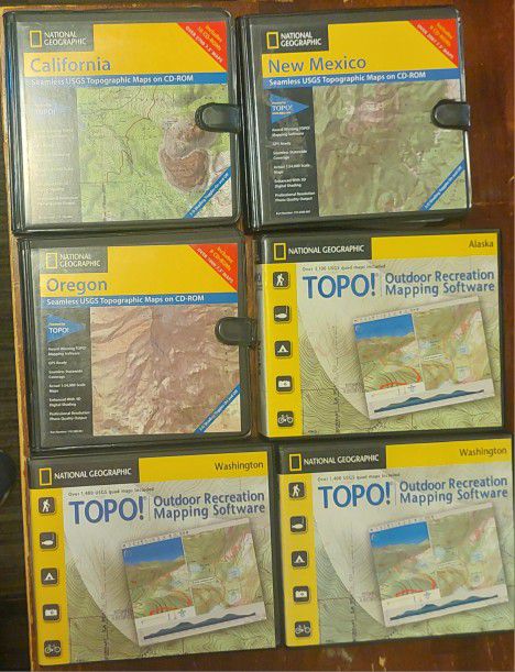 National Geographic Topo! PC Software 5 States Oregon Washington California New Mexico Alaska