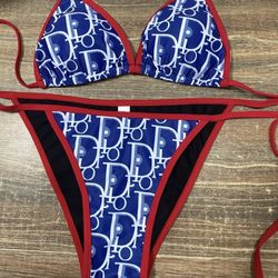 DIOR BIKINI BLACK WHITE AND BLUE SIZE LARGE 