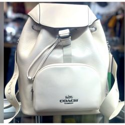 NEW With Tags Coach Court Large Back Pack Leather “Bone” Color (Almost White )