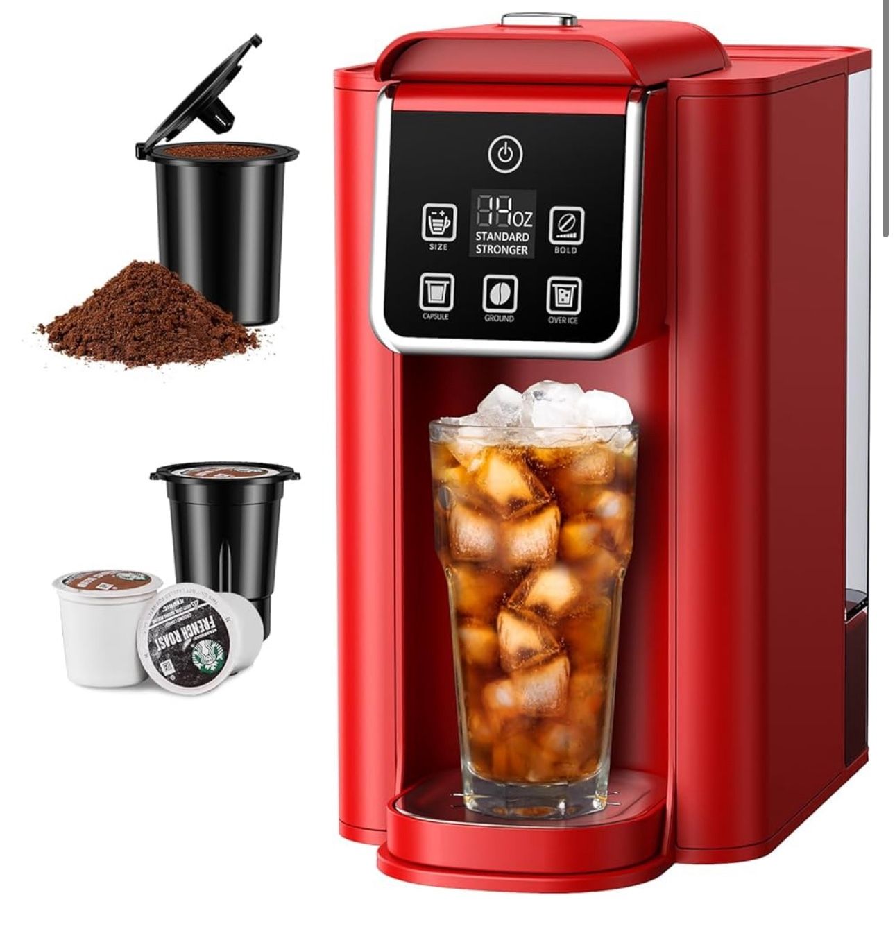 SHARDOR Single Serve Coffee Maker, Hot and Iced Coffee Machine for K Cup Pods & Ground Coffee, 6 to 14 oz Brew Sizes, with 50 oz Removable Water Tank,