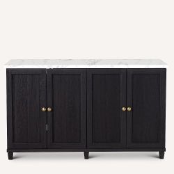 Modern Black Sideboard with Marble Top 