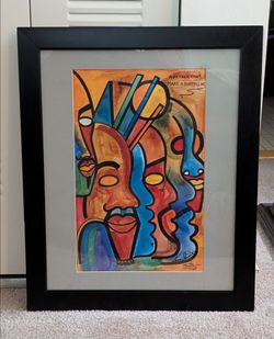 Vintage Larry Stevens Signed 2001 A Father Can Make A Difference 19"x23" Print