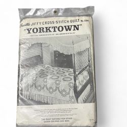 Bucilla Jiffy Cross Stitch Quilt, Yorktown, No 3286 Double Bed Size Cut 90”x103”• King or Queen bed Size Cut 108” x 103”