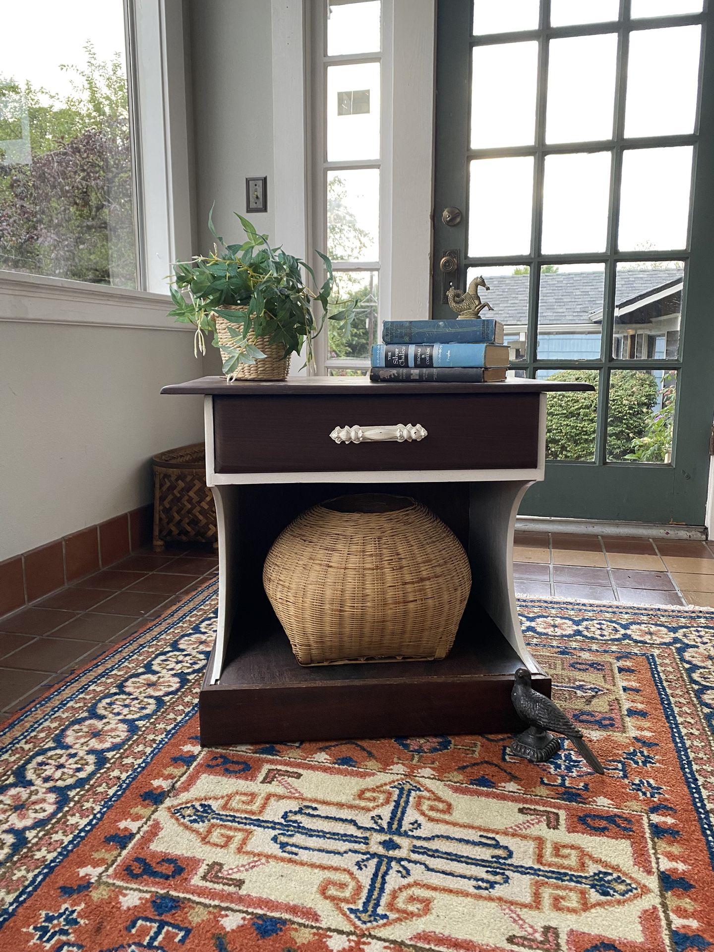 Rad Late Mid-Century Vintage c. 1960s-70s Walnut Nightstand / Side Table