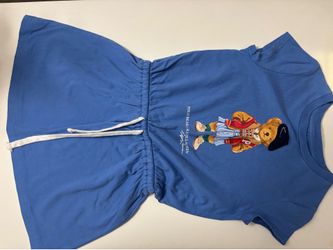 Ralph Lauren Girls Blue Polo Bear Dress