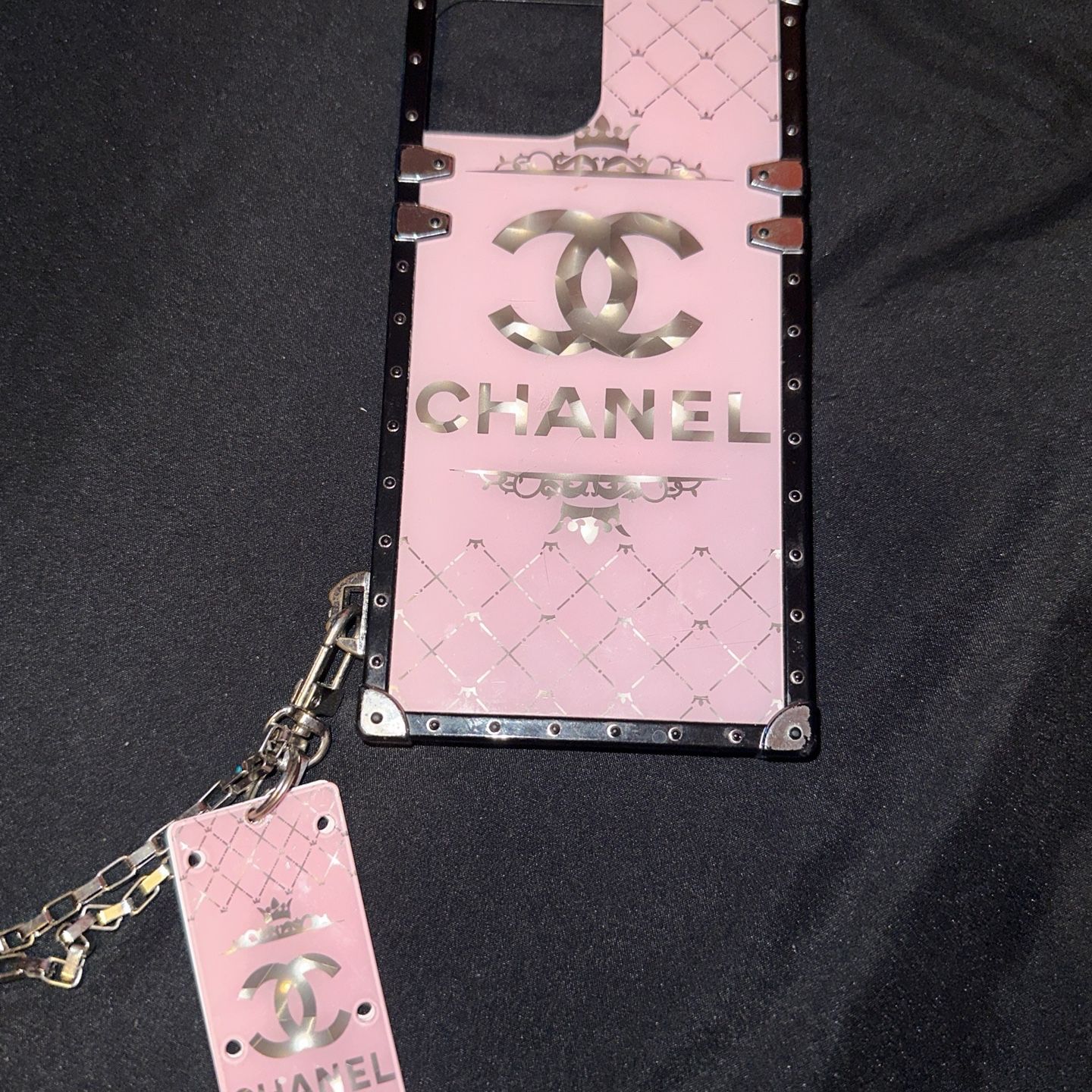 iPhone 12 Pro Max Case - Pink Chanel Box Case With Charm for Sale 
