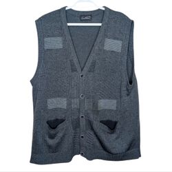 Arnold Palmer Vintage Blue Patchwork Knit Button Down Men's Cardigan