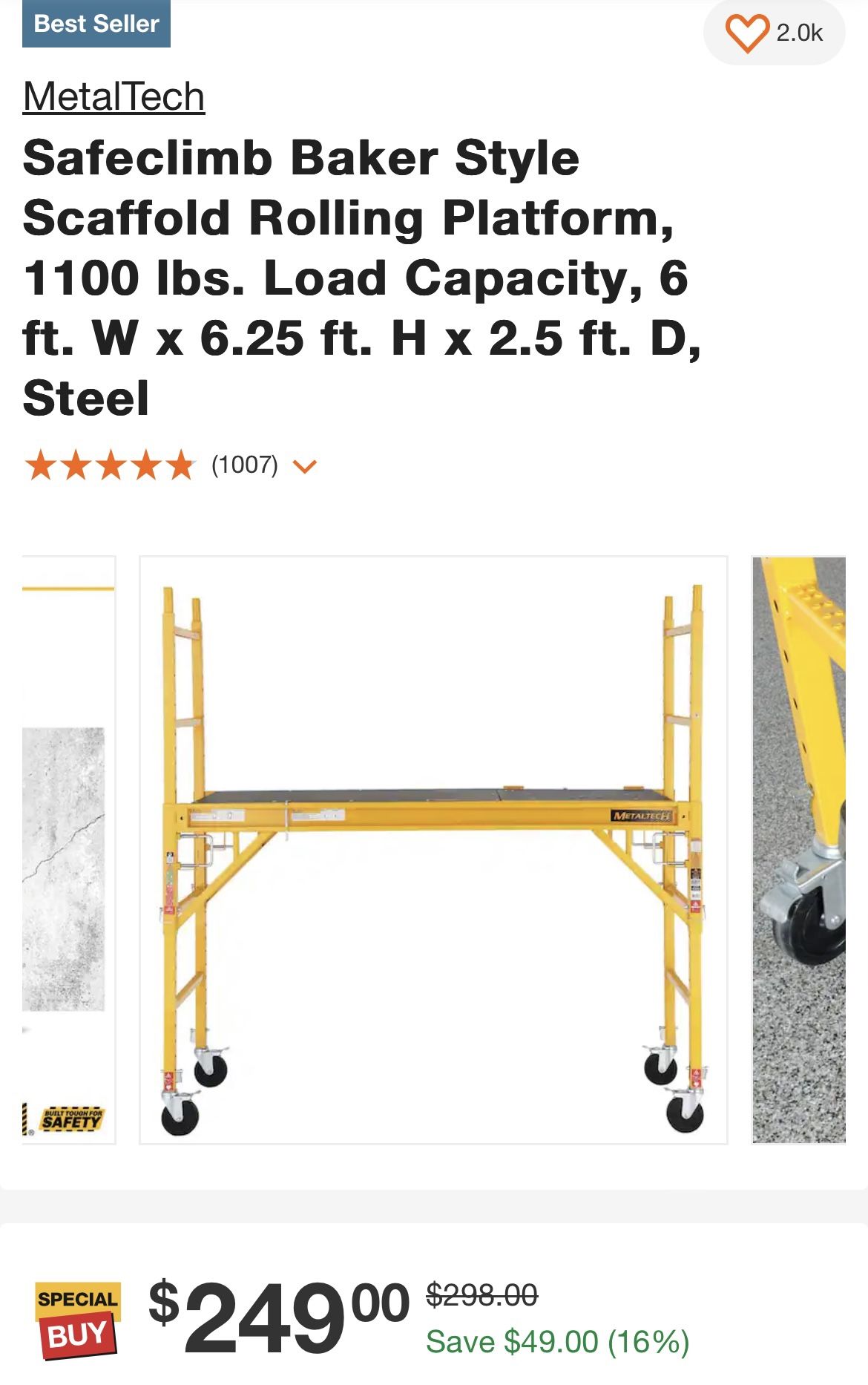 Industrial Scaffold Not Harbor Freight Version With, 42 OFF