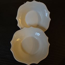 LENOX FRENCH PERLE BEAD OFF WHITE 8 3/8" Individual Pasta Soup Bowls Set of 2