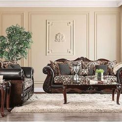 2 pc Living Room Set Leatherette, Chenille, Solid Wood   🇺🇸Manufactured in USA 🇺🇸  Juego de sofa y loveseat  fabricados en USA Nuevos  entregamos 
