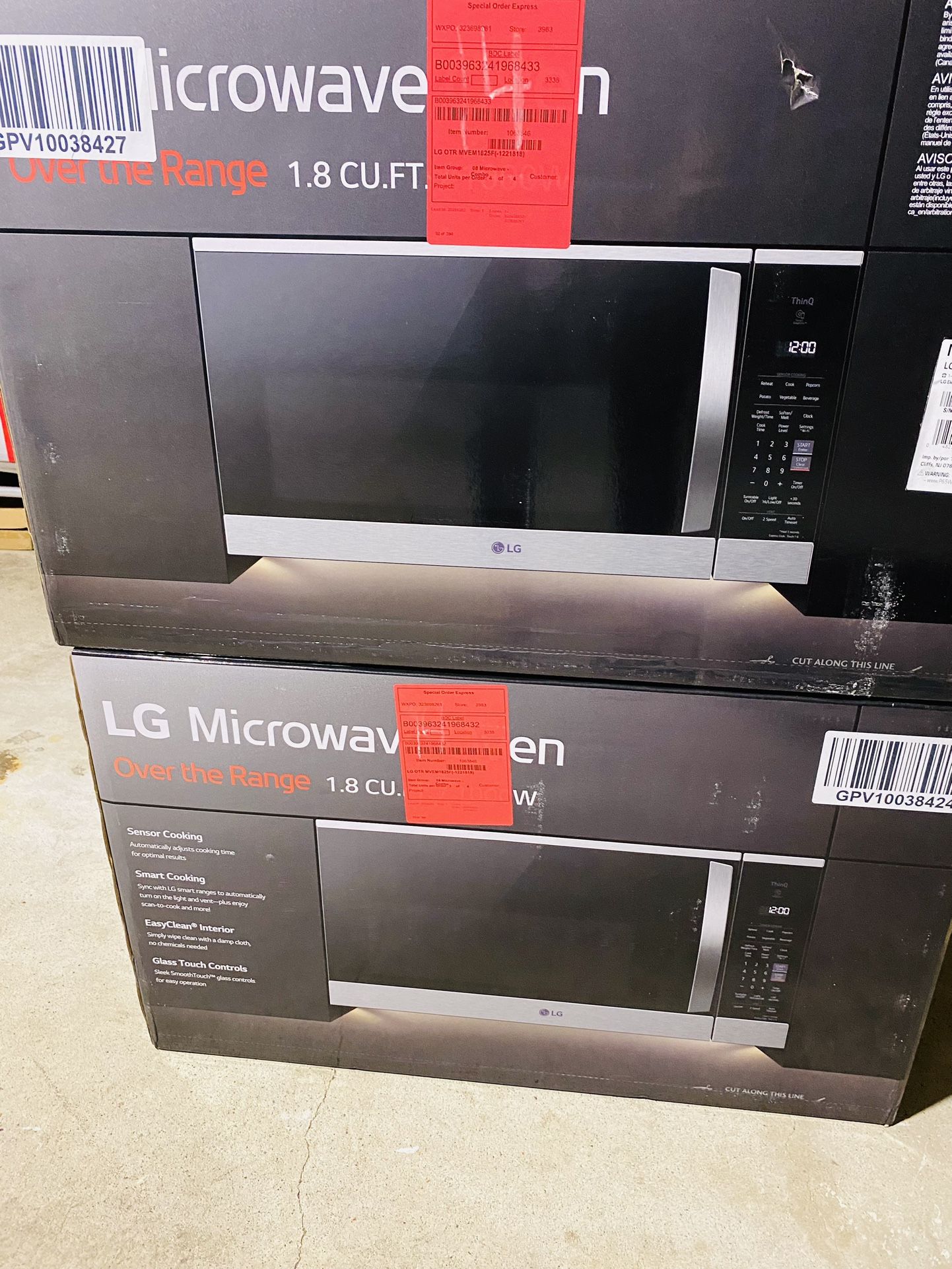 LG 1.8-cu ft 1000-Watt 29.88-in Over-the-Range Microwave with Sensor Cooking (Printproof Stainless Steel) - Sealed Boxes